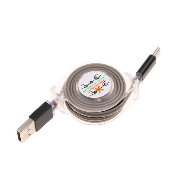 

retractable usb 3.1 type-c fast charging data cable with led light 1m