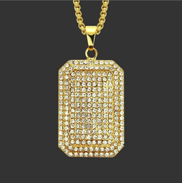

the latest explosive hip-hop diamond-inlaid military brand necklace, european and american fashion trend personality military brand pendant, Silver