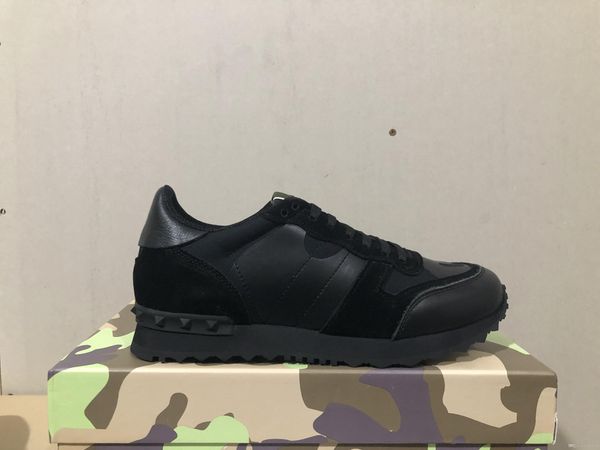 

мужская мода дизайнер обуви для мужчин черной серой натуральной кожи шпильки кроссовок обуви случайных женщины мужчина платье обуви с canvas, Black