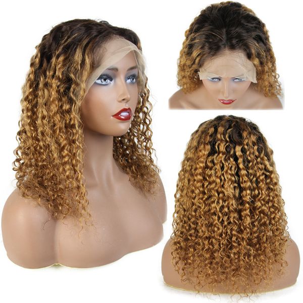 

curly ombre 4x4 silk base lace front human hair closure wigs with baby hair brazilian remy hair full lace wigs for women pre-plucked, Black