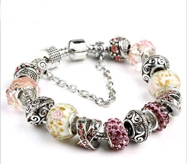 Großhandel - Mode europäische Charms Armbänder für Frauen 925 Silber Schlangenkette Armreifen DIY Schmuck Kindertag als Weihnachtsgeschenk