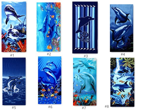 

Cu tomize 70x140cm rectangle beach towel mat microfiber dolphin active printing oft wimming towel bath bikini dre picnic blanket 250g m