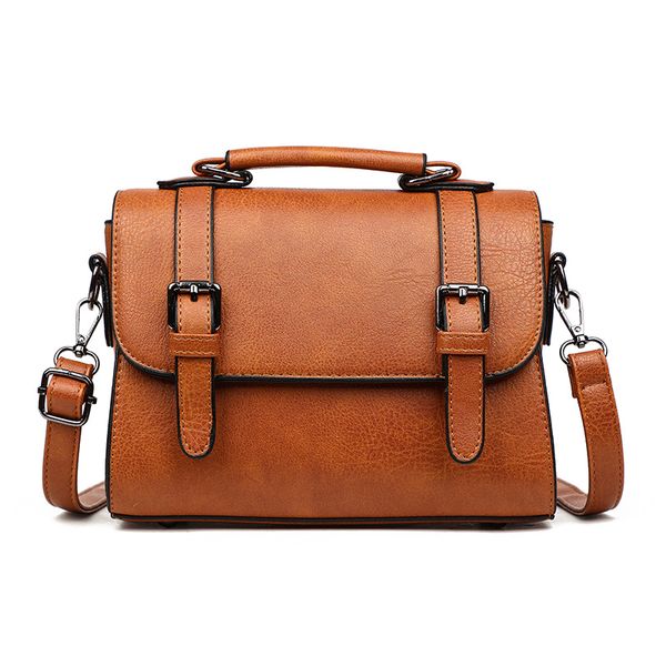 

young ladies shoulder bag wild fashion ladies messenger bag double sided buckle design large capacity pu leather handbag