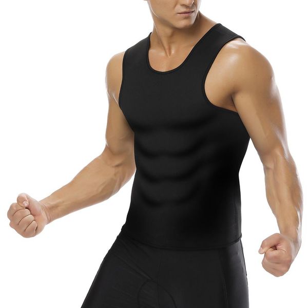 

men's waist trimmer vest body shaper shirts breathable muscle tanks men's sports sweatshirts neoprene corsets b180030bk01, Black;brown