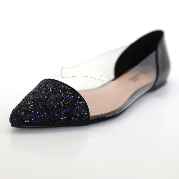 

стильный воловья кожа/прозрачный tpu случайные плоские черные плоские туфли для женщин, Black