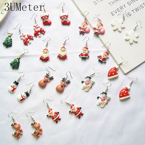 

3umeter 2019 new christmas earrings for women personality santa claus earrings cartoon snowflake cute red gift, Silver