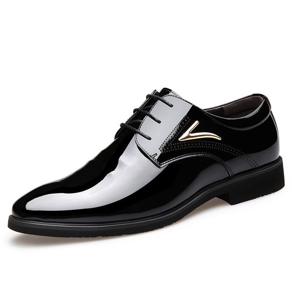 

2019 leather black lace-up italian mens brands brand flat pointed toe wedding formal shoes man business dress shoes db0131