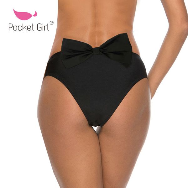 

pocket girl 2019 bikini bow bottom brazilian swimwear women panties briefs solid swimsuit two-piece separates underwear