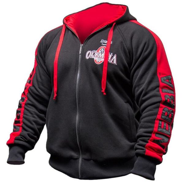 

mens cotton hoodie sweatshirts male autumn winter warm fashion casual zipper hooded jacket man jogger workout sportswear, Black