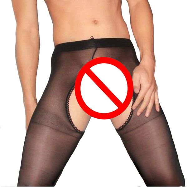 

kwan.z men's stocking lingerie mens pantyhose exotic nylons open crotch leggings pantyhose for men erotic stockings, Black
