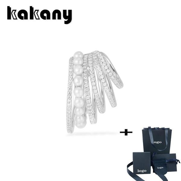 

kakany 2020 new fashion high-quality white pearl six-turn in-ear pearl jacket earring monaco style ladies romantic jewelry, Golden;silver