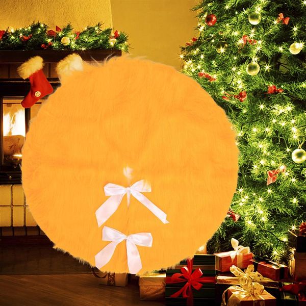 

1 pc 78cm christmas tree skirt creative plush round gold tree decoration ornaments cover for home party decor