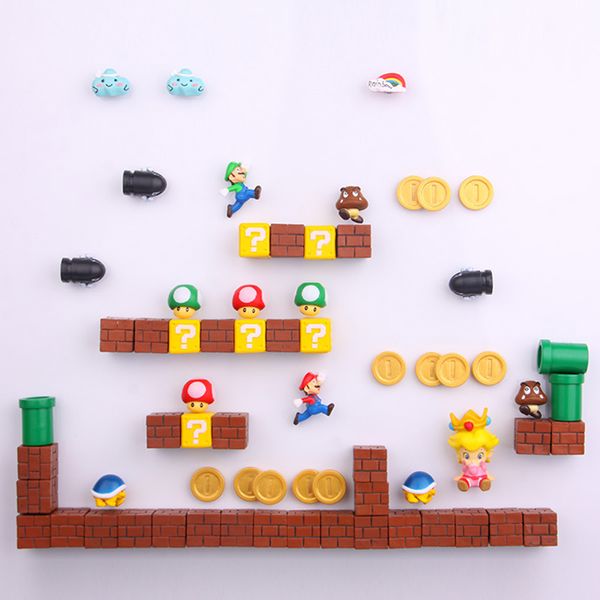 

super mario craft magnets diy fridge refrigerator magnet tv fc childhood cartoon gaming cartoon 3d ice box paster icebox sticker