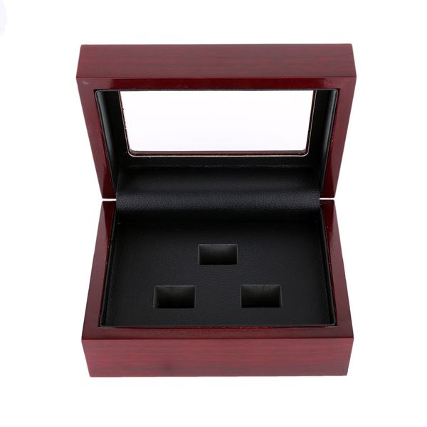 Organizador de caixa de madeira de couro PU vermelho preto portátil 12x16x7cm 2-9 furos Championship Ring Sports