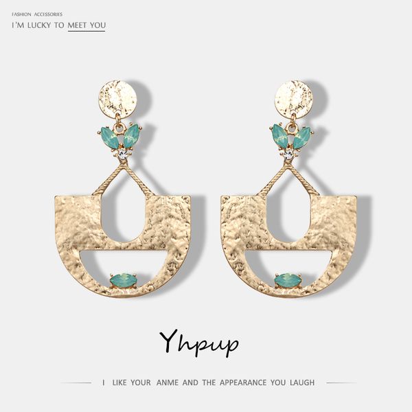 

yhpup zinc alloy metal face rhinestone drop earrings satement groot fine earrings for women fashion jewelry orecchini 2019 gifts, Silver