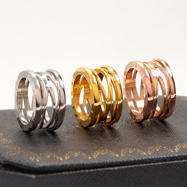 

brand titanium steel rings new version wedding love ring 3 mix color couple ring for women men, Silver