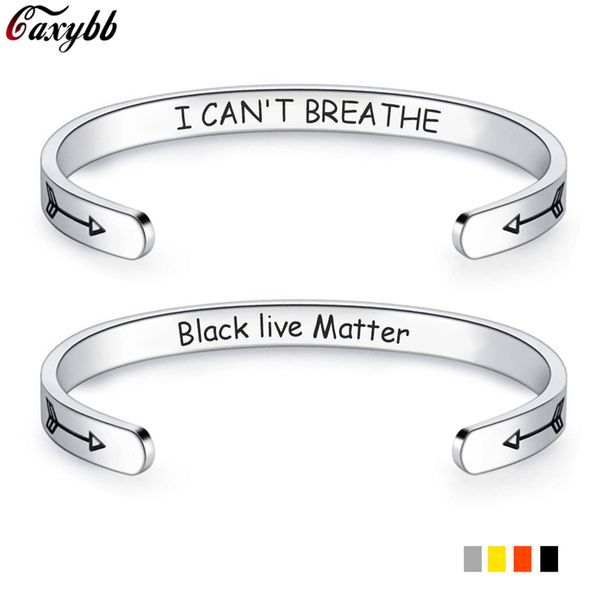 

2020 u.s. protests black lives matter fashion i can not breathe stainless steel bracelet jewelry