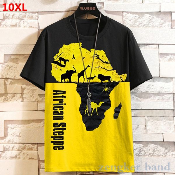 

men's t-shirts round neck short-sleeved casual loose summer half-sleeved extra large size t-shirt male color trend 10xl 9xl, White;black
