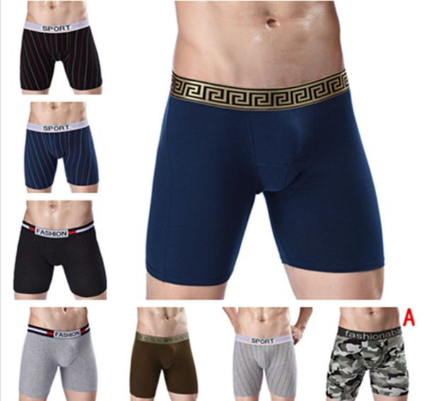 

men underwear mid-waist u convex pouch cotton boxers shorts cuecas solid long leg panties male underpants plus size, Black;white