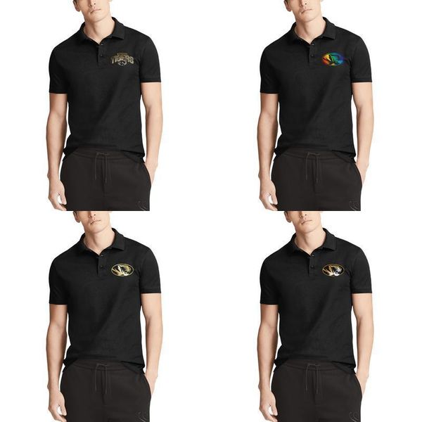 

мужская дизайн печать миссури тигры футбол ядро дыма логотип черный хлопок рубашки поло классический персонализированные музыкально гей-прай, White;black