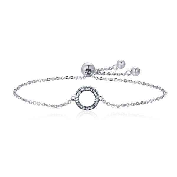 

zmzy charm bracelets for women silver 925 jewelry pave crystal bracelet sterling silver circle chain link bracelet simple style, Golden;silver
