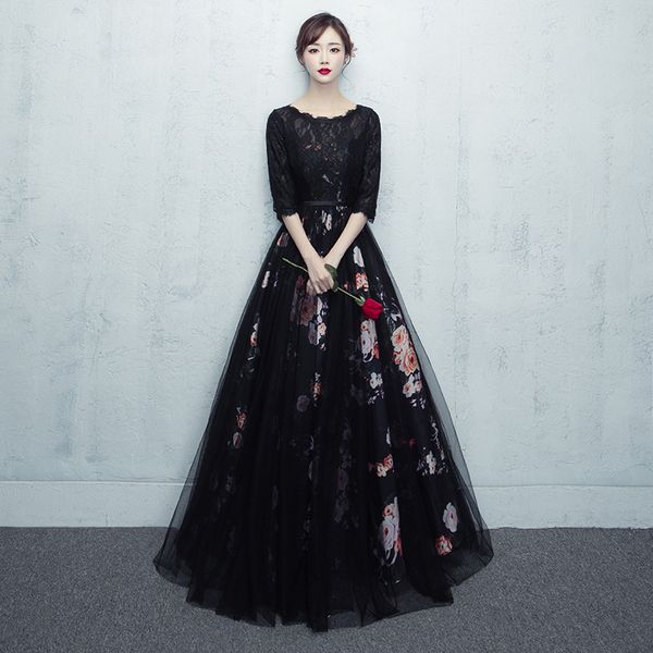 

black woman party dress o-neck floor-length evening cheongsam elegant qipao wedding prom long gown retro vestido xs-xxxl, Red