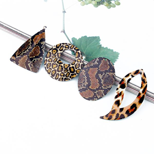 

3pcs fashion snakeskin leopard alloy charms earring base findings diy round leaf eardrops necklace pendants for jewelry make c85, Bronze;silver