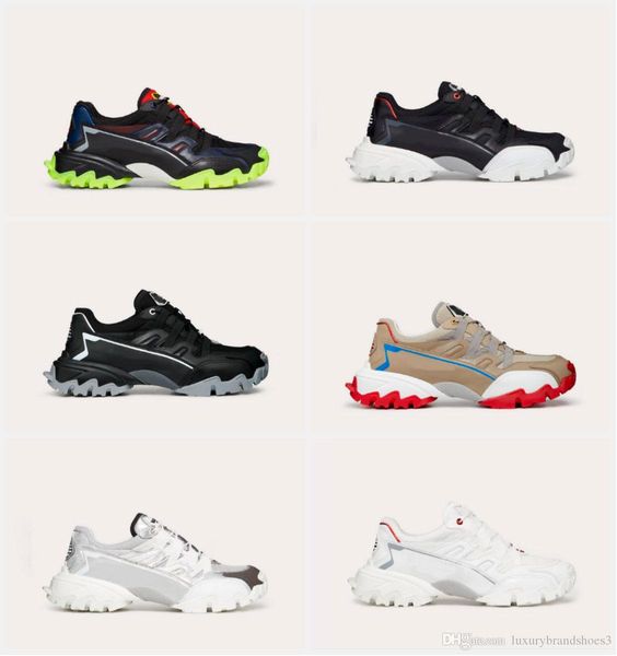 

2019 classic men women climber sneakers in fabric real leather 13 colors vlogo rubber sole luxury designer shoes with, Black