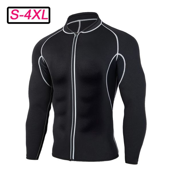 

men shaper s-4xl exercise sweat shirt sauna neoprene slimming fitness jacket gym wear for core muscle training sauna suits, Black;brown
