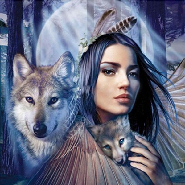 

diy handicrafts diamond painting wolf and beauty diamond embroidery square drill animal mosaic picture european home decor