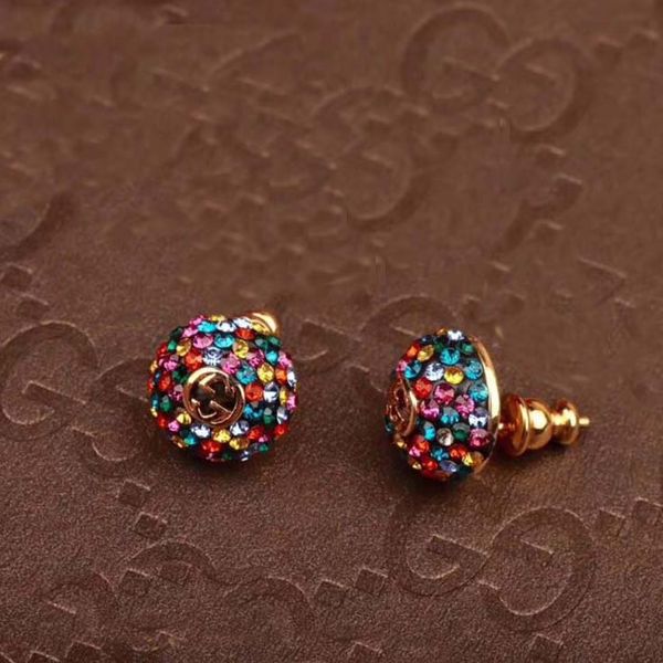 

новое поступление красочные круглые женские шпильки ручной работы со всеми бриллиантами и пустотелыми словами дизайн моды ушной шпильки крас, Golden