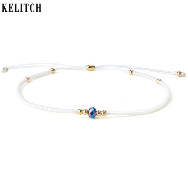 

kelitch white crystal seed beaded cuff bracelets classic woven braided friendship string strand bracelets cuff adjustable, Golden;silver