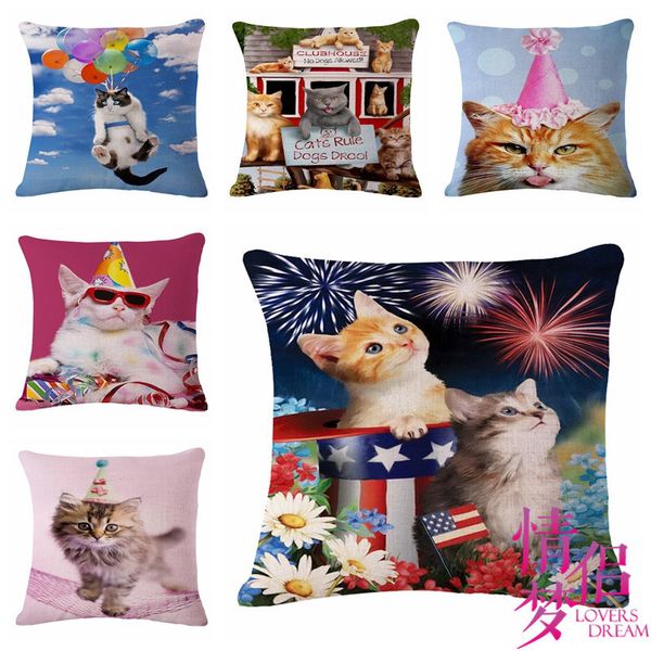 

pets kitty cotton flax pillow back cushion cushion can customized