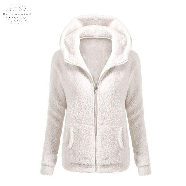 

куртка зимы женщин solid color coat сгущает мягкий флис осень теплый капюшоном на молнии женщины вскользь outwear пальто, Black;brown