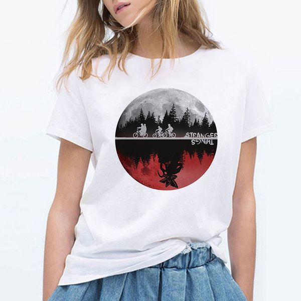

fashions stranger things 3 t shirt eleven 2020 women new tshirt hip hop 90s gothic female clothing femme streetwear kawaii upside down, White