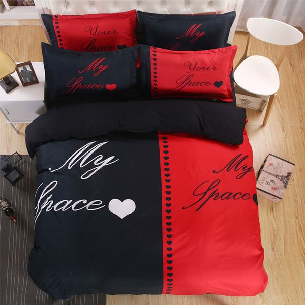 

simple 3d couple bedding set printed bedroom home textile quilt cover pillowcase bed sheet duvet cover wedding decoration