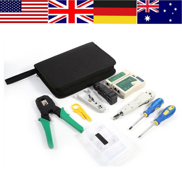 

walfront network repair tool kit portable crimper tester punch tool screwdriver cable cutter set line detector hand tools set