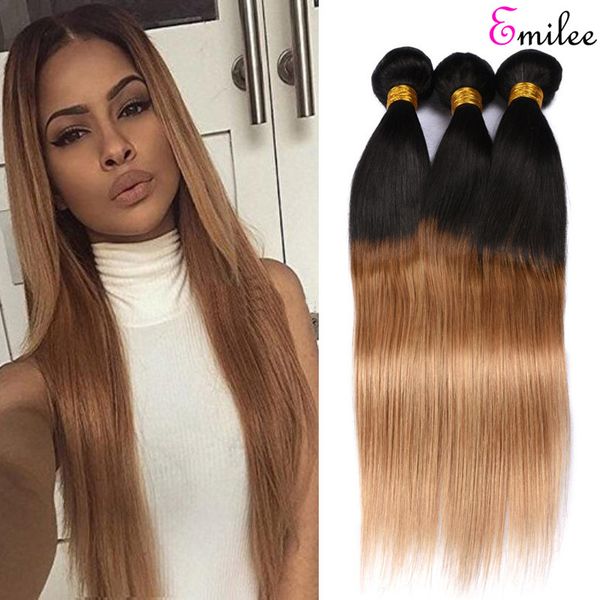 

emilee ombre 1b 27 human hair bundles indian blonde straight hair bundles ombre human remy hair extensions, Black