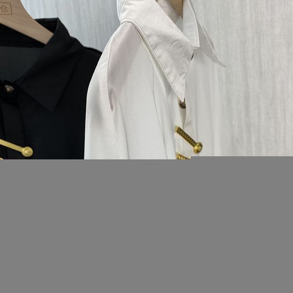 

women brooch pins blouse oversize loose long satin ruched shirt 2020, White