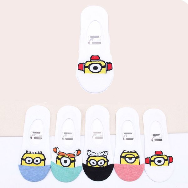 

5 pairs fashion cartoon character cute boat socks women harajuku cute patterend boat socks hipster funny female35-40, Black;white