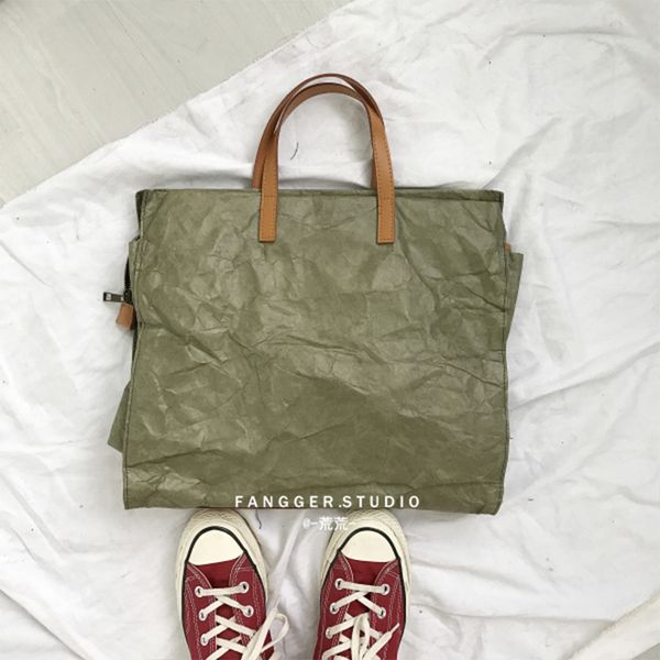 

latest women handbags lady shoulder bag kraft paper totes messenger bag washable tear-resistant unique light fashion