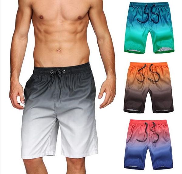 

2020 men' swimwear trunks gradation color splice beach work casual men short trouser shorts pants beachwear bathing suit, White;black
