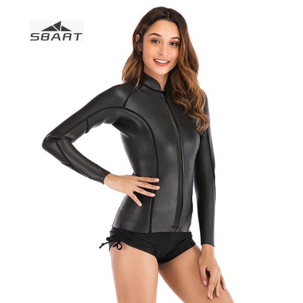

sbart 2mm thermal neoprene diving suit jacket female long sleeve smooth skin open cell wetsuit snorkel swimming suit