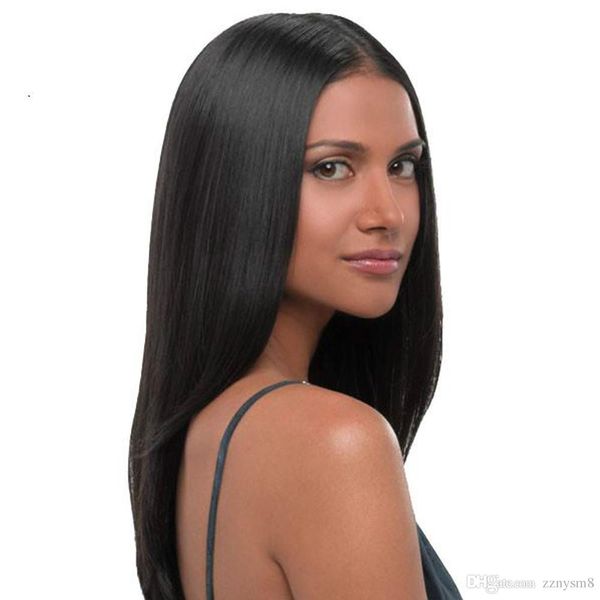 

straight human hair wig glueless lace front wig brazilian remy hair natural color 150% density wigs with baby hair, Black