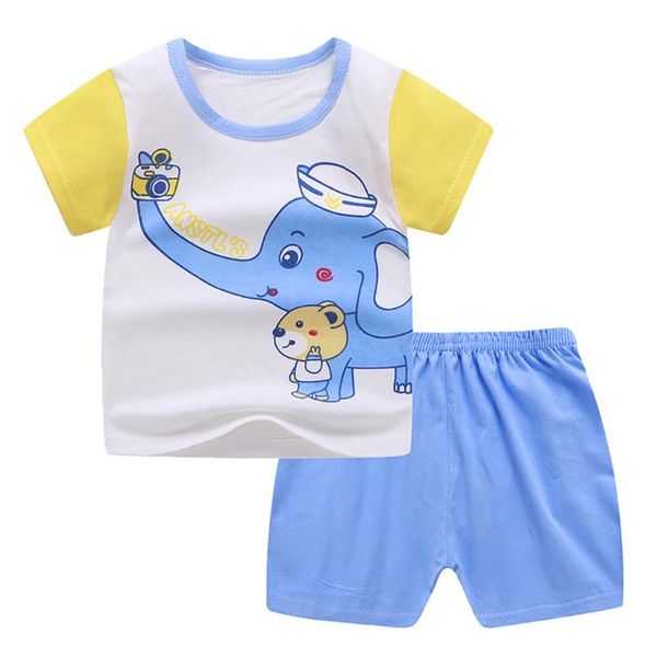

2020 summer children suits for boys and girls short sleeve sets for baby boys two clothes t-shirt + shorts sets toddlerclothing, Blue