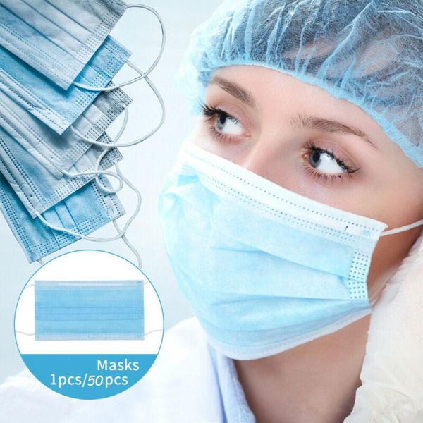 

stock disposable face masks 3 layers dustproof mask nonwoven filter bacteria facial protective cover masks set anti-dust mask 50pcs/box