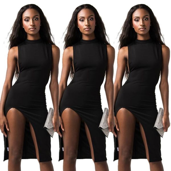 

casual dresses suit-dress sleeveless hollow black dress, Black;gray