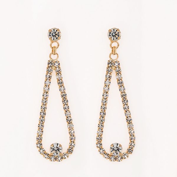 

simple design long earrings for women plated bridal rhinestone transparent with the object type drop earrings for women #e303, Silver