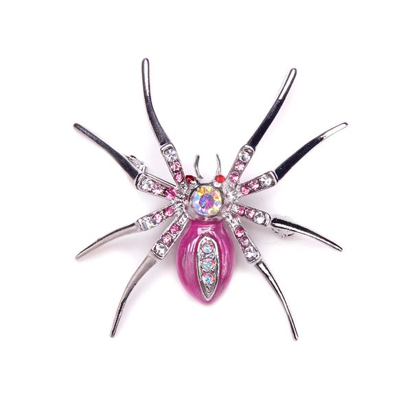 

dazzling spider clip pin brooch with rhinestone fancy cosplay halloween party jewelry lapel pin, Gray