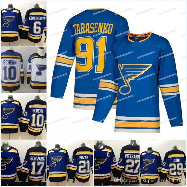 

St. Louis Blues Men 7 Patrick Maroon Jersey 10 Brayden Schenn 15 Robby Fabbri 21 Tyler Bozak 29 Vince Dunn 90 Ryan O'Reilly Hockey Jers